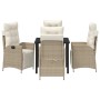 Conjunto de Comedor de Jardín 5 pcs Beige Poliratán