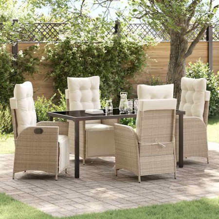 Conjunto de Comedor de Jardín 5 pcs Beige Poliratán