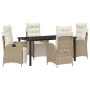 Conjunto de Comedor de Jardín 5 pcs Beige Poliratán