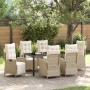 Conjunto de Comedor de Jardín 7 pcs Beige Poliratán