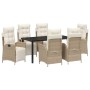 Conjunto de Comedor de Jardín 7 pcs Beige Poliratán