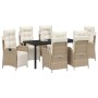 Conjunto de Comedor de Jardín 7 pcs Beige Poliratán