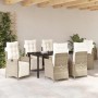 Conjunto de Comedor de Jardín 7 pcs Beige Poliratán