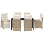 Conjunto de Comedor de Jardín 7 pcs Beige Poliratán