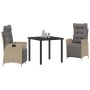 Conjunto de Comedor de Jardín 3 pcs Beige Poliratán