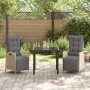 Conjunto de Comedor de Jardín 3 pcs Beige Poliratán