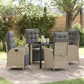 Conjunto de Comedor de Jardín 5 pcs Beige Poliratán