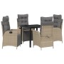 Conjunto de Comedor de Jardín 5 pcs Beige Poliratán