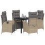 Conjunto de Comedor de Jardín 5 pcs Beige Poliratán