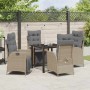 Conjunto de Comedor de Jardín 5 pcs Beige Poliratán