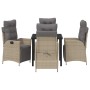 Conjunto de Comedor de Jardín 5 pcs Beige Poliratán