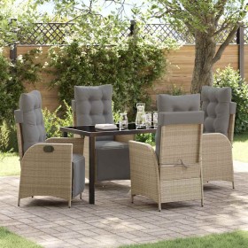Conjunto de Comedor de Jardín 5 pcs Beige Poliratán