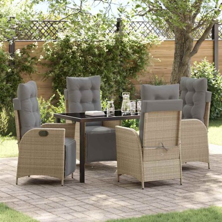Conjunto de Comedor de Jardín 5 pcs Beige Poliratán