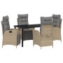 Conjunto de Comedor de Jardín 5 pcs Beige Poliratán