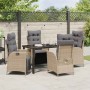 Conjunto de Comedor de Jardín 5 pcs Beige Poliratán