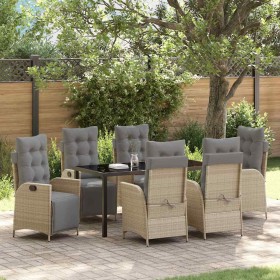 Conjunto de Comedor de Jardín 7 pcs Beige Poliratán