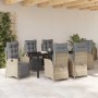 Conjunto de Comedor de Jardín 7 pcs Beige Poliratán