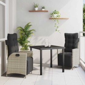 Conjunto de Comedor de Jardín 3 pcs Gris Claro Poliratán