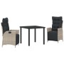 Conjunto de Comedor de Jardín 3 pcs Gris Claro Poliratán