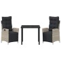 Conjunto de Comedor de Jardín 3 pcs Gris Claro Poliratán