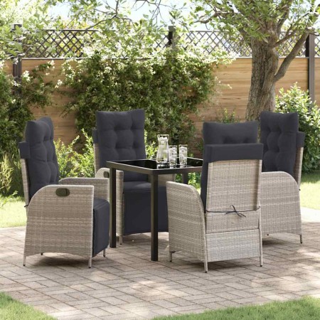 Conjunto de Comedor de Jardín 5 pcs Gris Claro Poliratán