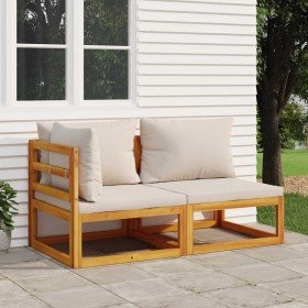 Sofás de jardín 2 pzas con cojines madera maciza acacia Sofás de jardín 2 pzas con cojines madera maciza acacia