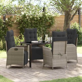 Conjunto de Comedor de Jardín 5 pcs Gris Claro Poliratán
