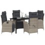 Conjunto de Comedor de Jardín 5 pcs Gris Claro Poliratán
