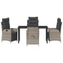 Conjunto de Comedor de Jardín 5 pcs Gris Claro Poliratán