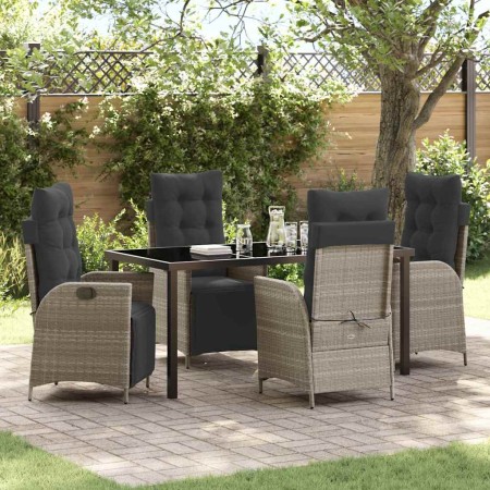 Conjunto de Comedor de Jardín 5 pcs Gris Claro Poliratán