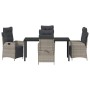 Conjunto de Comedor de Jardín 5 pcs Gris Claro Poliratán