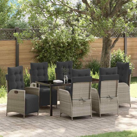 Conjunto de Comedor de Jardín 7 pcs Gris claro Poliratán