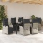 Conjunto de Comedor de Jardín 7 pcs Gris claro Poliratán