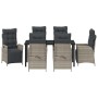 Conjunto de Comedor de Jardín 7 pcs Gris claro Poliratán