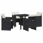 Conjunto de Comedor de Jardín 5 pcs Negro ratán sintético