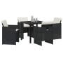 Conjunto de Comedor de Jardín 5 pcs Negro ratán sintético