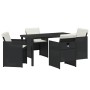 Conjunto de Comedor de Jardín 5 pcs Negro ratán sintético