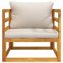 Sillón de jardín madera maciza acacia con cojines gris claro