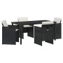 Conjunto de Comedor de Jardín 5 pcs Negro ratán sintético