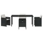Conjunto de Comedor de Jardín 5 pcs Negro ratán sintético