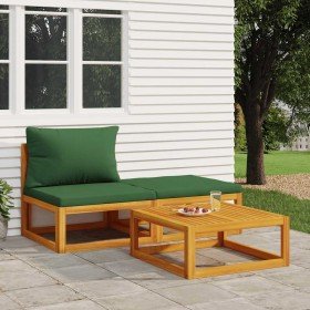 Set de muebles para jardín 3 piezas con cojines madera acacia Set de muebles para jardín 3 piezas con cojines madera acacia
