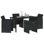 Conjunto de Comedor de Jardín 5 pcs Negro ratán sintético