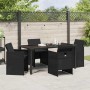 Conjunto de Comedor de Jardín 5 pcs Negro ratán sintético