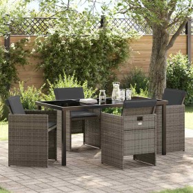 Conjunto de Comedor de Jardín 5 pcs Gris ratán sintético