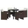 Conjunto de Comedor de Jardín 5 pcs Marrón ratán sintético