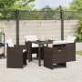 Conjunto de Comedor de Jardín 5 pcs Marrón ratán sintético