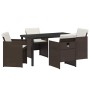 Conjunto de Comedor de Jardín 5 pcs Marrón ratán sintético