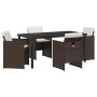 Conjunto de Comedor de Jardín 5 pcs Marrón ratán sintético