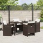 Conjunto de Comedor de Jardín 5 pcs Marrón ratán sintético