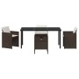 Conjunto de Comedor de Jardín 5 pcs Marrón ratán sintético